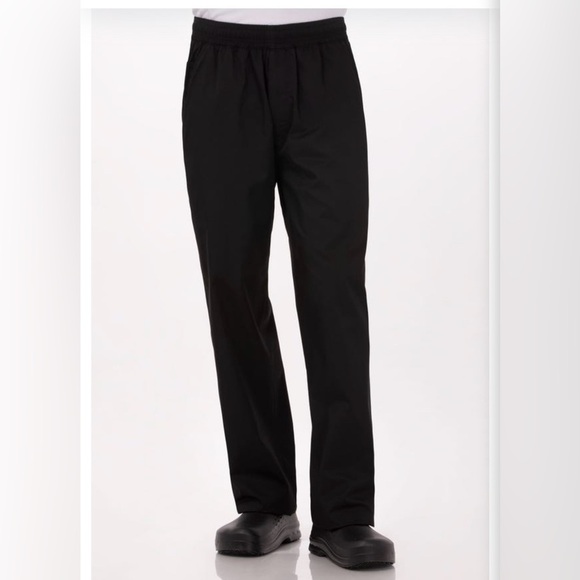 ChefWorks Mens Black Chef Pants Essential Baggy Lightweight Small Restaurants - Picture 1 of 16